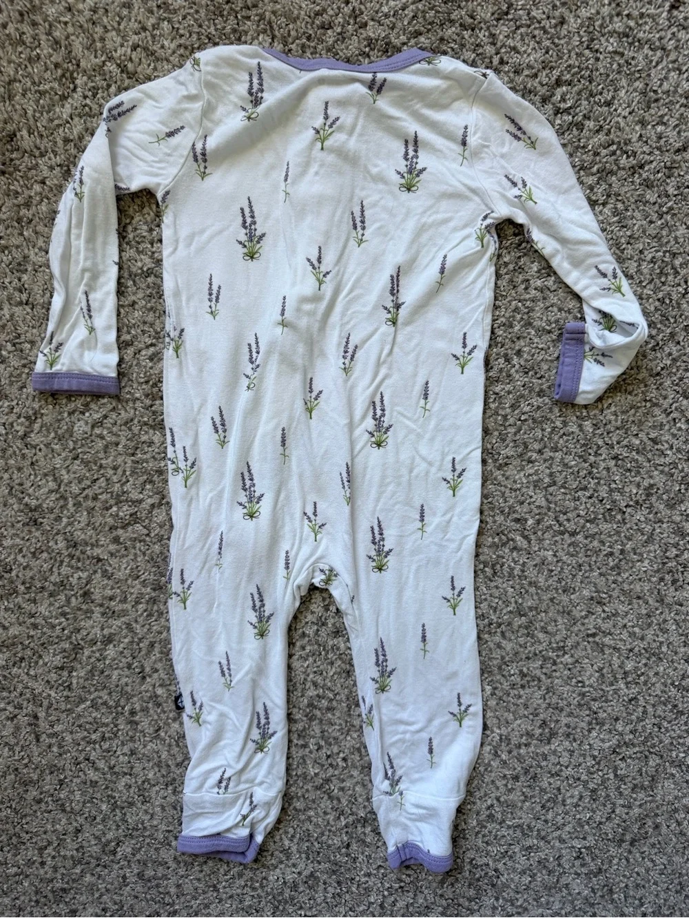 Kyte Baby Lavender-Print Zipper Romper